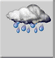 Moderate rain, Mostly cloudy