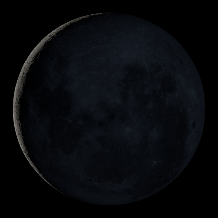 Waxing Crescent, Moon at 2 days in cycle