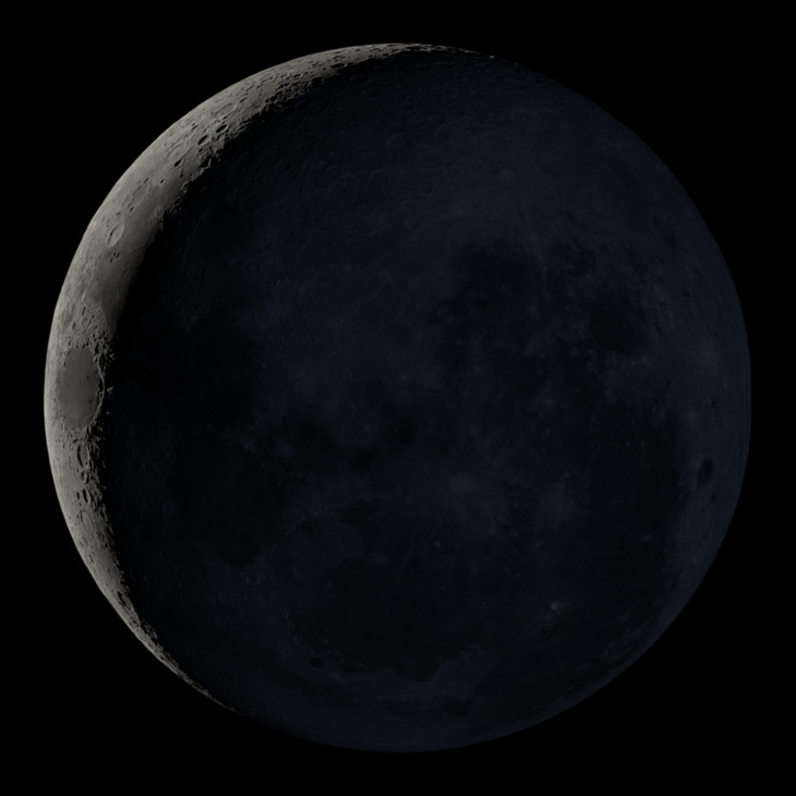 Waxing Crescent, Moon at 3 days in cycle