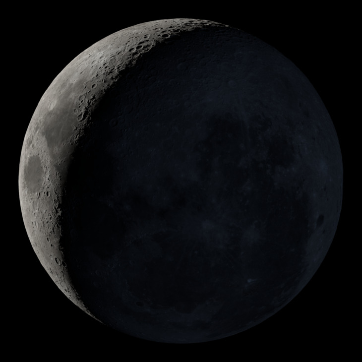 Waxing Crescent, Moon at 4 days in cycle